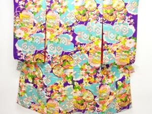 アンティーク　紋錦紗　貝桶に花鼓模様着物(長襦袢付き)